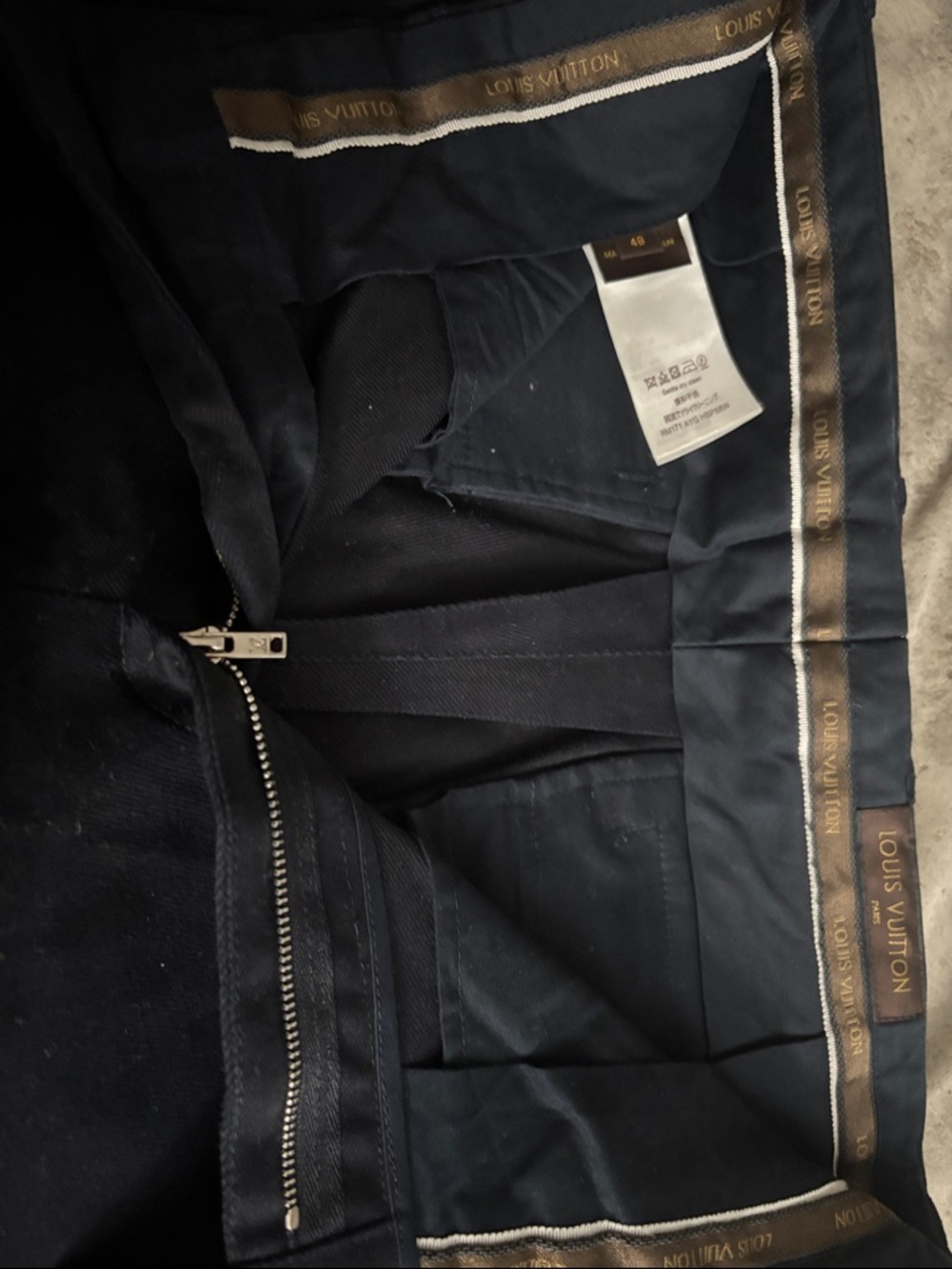 Louis Vuitton Navy Trousers with Branded Waistband Trim